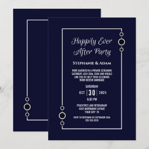 Navy Blau Happily Ever After Hochzeitsempfang Einladung