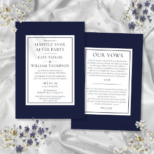 Navy Blau Happily Ever After Party Hochzeitsgelübd Einladung