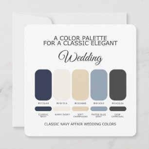 Navy Blau Hochzeit Farbpalette Klassisch Elegant Einladung