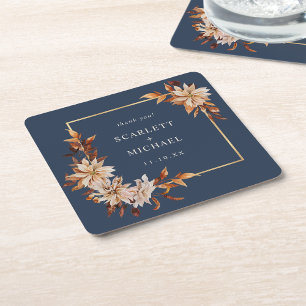 Navy Blau Hochzeit Papier Untersetzer