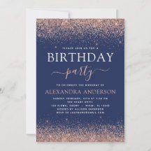 Navy Blau jedes Alter Geburtstag Rose Gold Rosa Gl