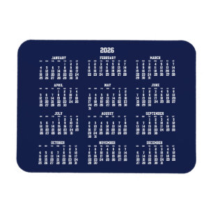 Navy Blau Kalender 2026 Kleiner flexibler Magnet