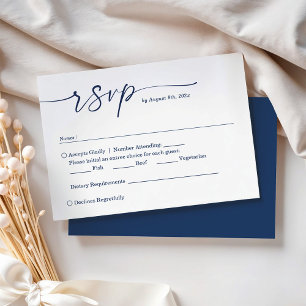 Navy-Blau-Kalligrafie-Handschrift-Script-Hochzeit RSVP Karte