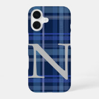 Navy Blau Kariert Tartan Süß Retro Monogramm