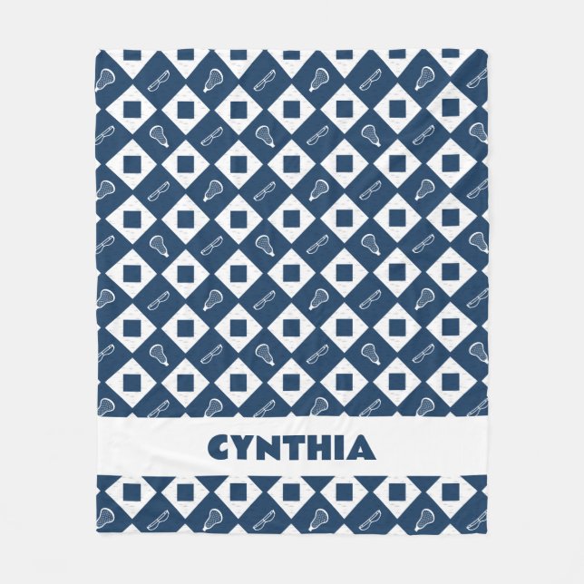 Navy Blau Lacrosse Argyle Muster Fleece Decke (Vorderseite)
