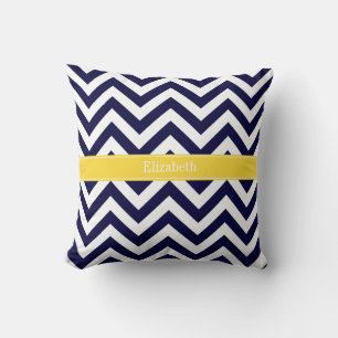 Navy Blau Lg Chevron Ananas Namensmonogramm Kissen