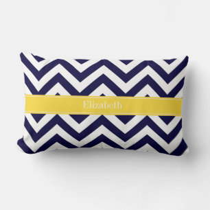 Navy Blau Lg Chevron Ananas Namensmonogramm Lendenkissen