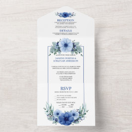 Navy Blau, Light Blue Anemone Blume | All In One Einladung