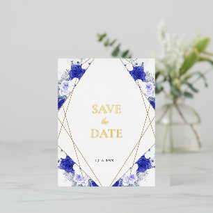 Navy Blau Lila Geometrische Goldschrift Hochzeit  Folie Einladungspostkarte