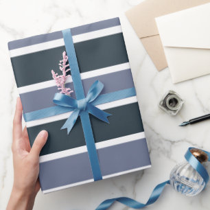 Navy Blau Lila Streifen Geschenkpapier