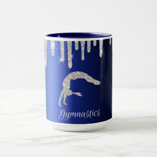 Navy Blau Metallic Silber Glanz Turnen Tasse