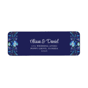 Navy Blau Mexikanische Florale Fiesta Rücksendeadr
