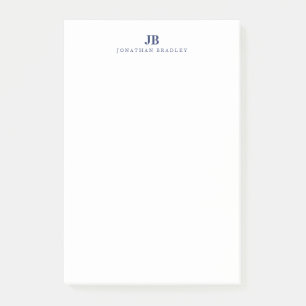 Navy Blau Minimalistisches Zweibuchstaben-Monogram Post-it Klebezettel