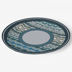 Navy Blau mit Grau gemustert Pappteller