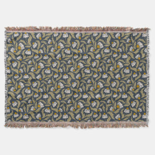 Navy Blau mit Kegelblumen Blumen Decke