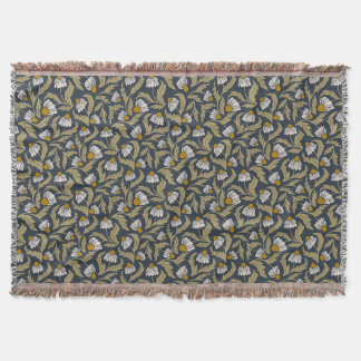 Navy Blau mit Kegelblumen Blumen Decke