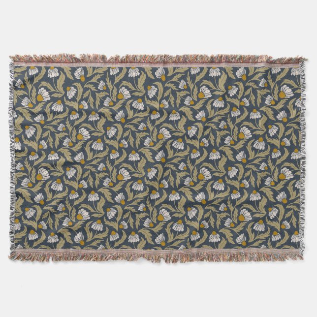 Navy Blau mit Kegelblumen Blumen Decke (Vorderseite)