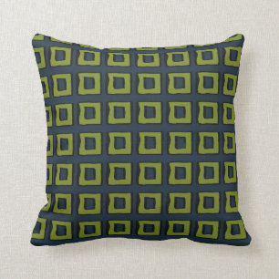Navy Blau mit Moosgrün Kästen Quadrate Kissen