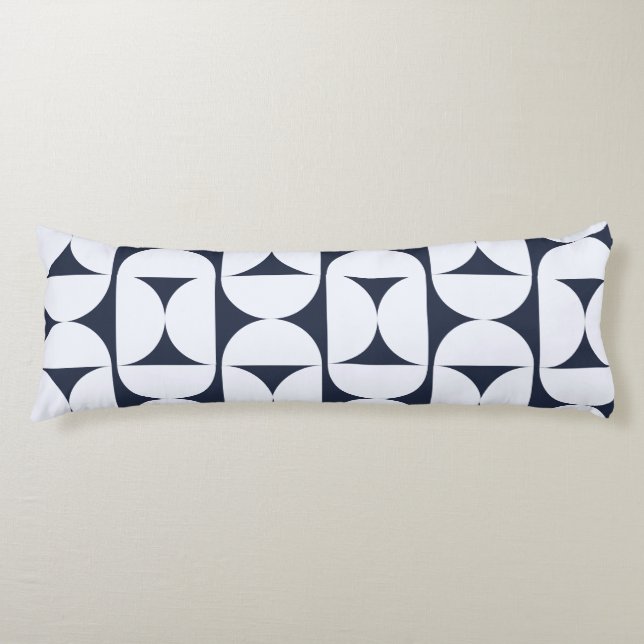 Navy Blau Mod Geometrisches Bogenmuster Kissen (Vorderseite)