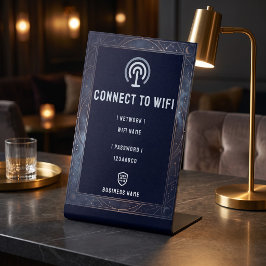 Navy Blau Mond und Sterne Geschäft-Wifi-Passwort Sockelschild