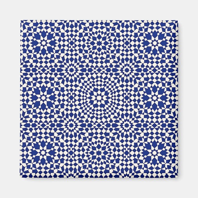 Navy-Blau-Mosaik-Geometrisches Muster Magnet (Vorne)
