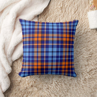Navy Blau Orange Cyan Karo Tartan Design Kissen