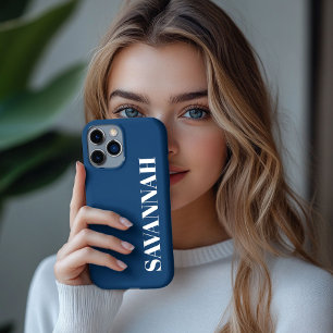 Navy Blau personalisierter Name einfach iPhone 13 Pro Max Hülle