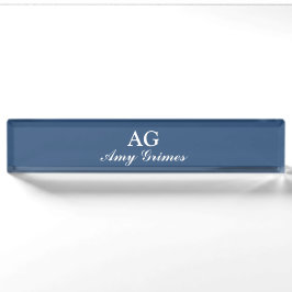 Navy Blau Personalisierter Name Eleganter Stil Namensplakette