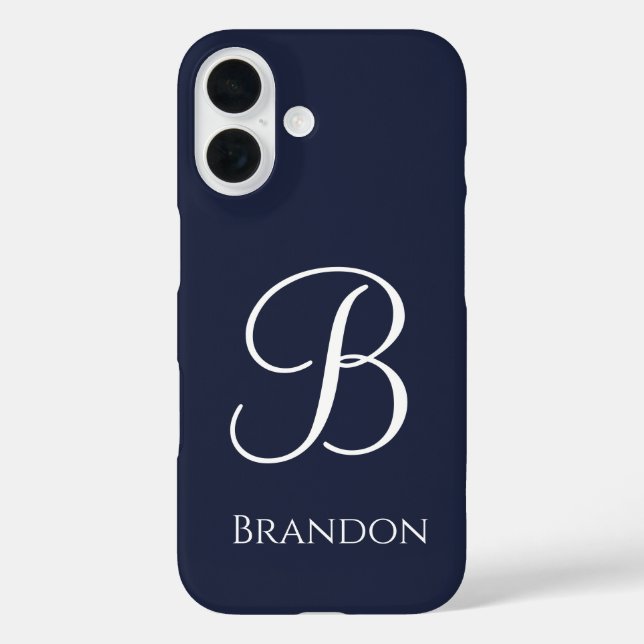 Navy Blau personalisierter Name und Monogramm Case-Mate iPhone Hülle (Rückseite)