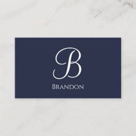 Navy Blau personalisierter Name und Monogramm Visitenkarte