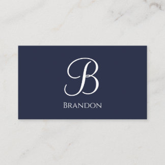 Navy Blau personalisierter Name und Monogramm Visitenkarte