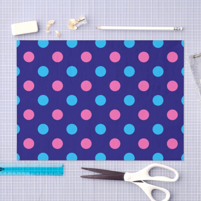 Navy Blau Pink Cyan Punkte Muster Seidenpapier (Handwerk)