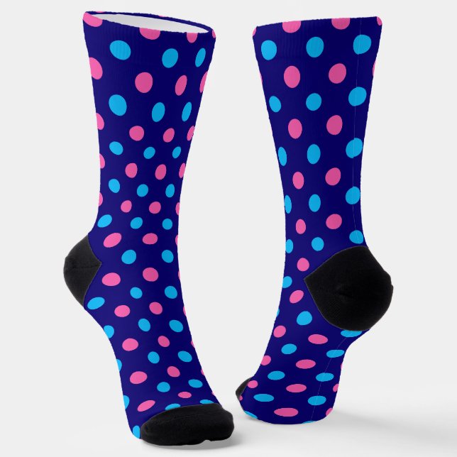 Navy Blau Pink Cyan Punkte Muster Socken (Gewinkelt)