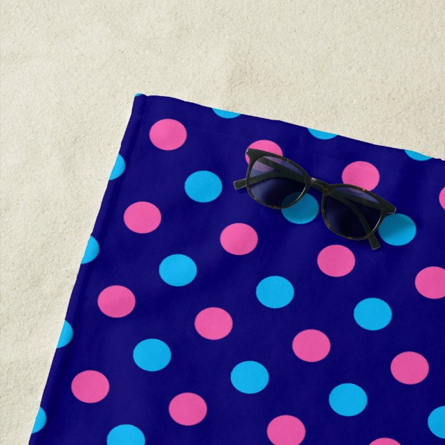 Navy Blau Pink Cyan Punkte Muster Strandtuch (Beispiel)