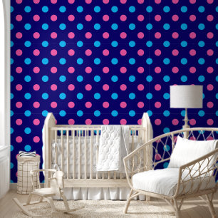 Navy Blau Pink Cyan Punkte-Muster Tapete