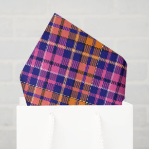 Navy Blau Pink Orange Karo Tartan Design Seidenpapier