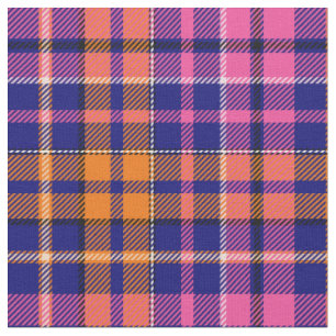 Navy Blau Pink Orange Karo Tartan Design  Stoff