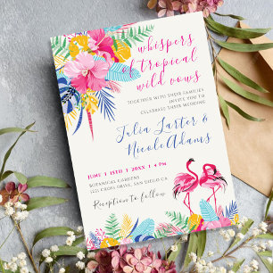 Navy Blau Pink Tropisch Wilde Regenwald Hochzeit Einladung