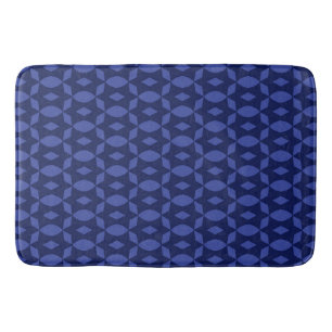 Navy Blau Retro Zweifarbiges Muster Zuhause Badematte