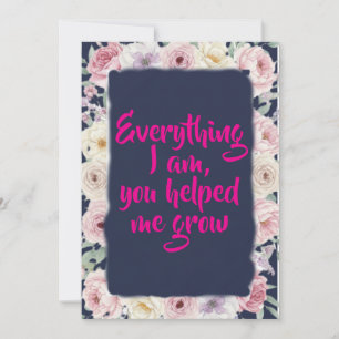 Navy Blau Rosa Floral Muttertags-Flatcard Feiertagskarte