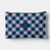 Navy Blau & Rosa Tartan Karo personalisiert