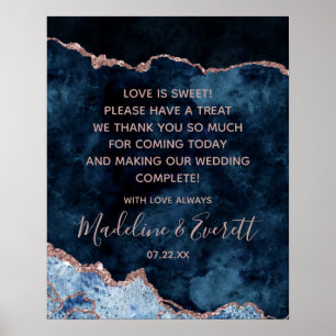 Navy Blau Rose Gold Love is Sweet Treat Tischschil Poster