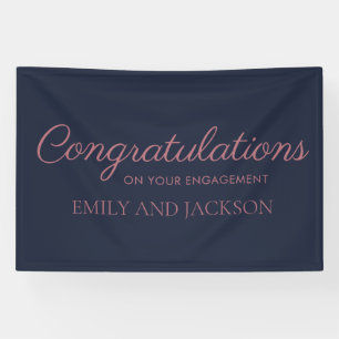 Navy Blau Roségold Elegante Schrift Verlobung Banner