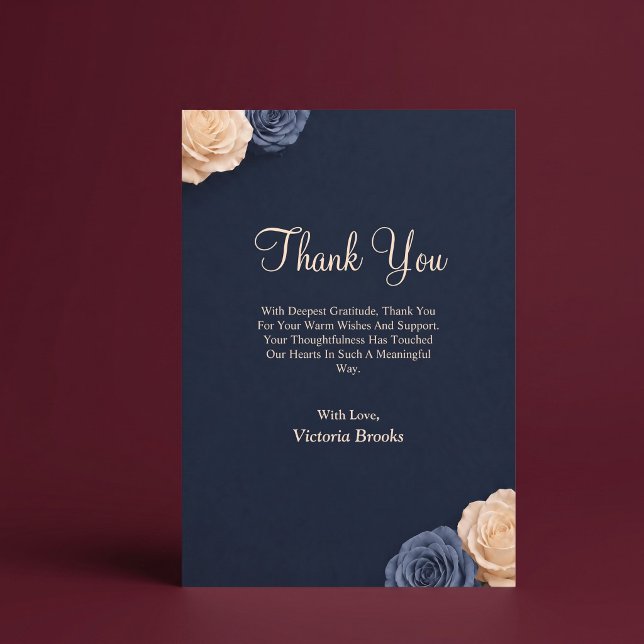 Navy-Blau-Rosen-Dankeskarten Einladung (Von Creator hochgeladen)