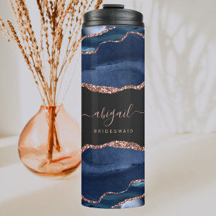 Navy Blau Rosen Gold Achat Dunkle Brautjungfer Hoc Thermosbecher