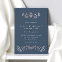 Navy Blau Rosen Gold Blumen 30. Geburtstag