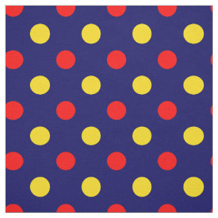 Navy Blau Rot Gelb Punkte Design Stoff