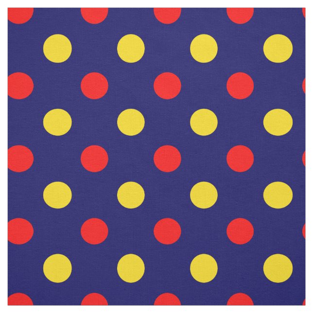Navy Blau Rot Gelb Punkte Design  Stoff (Muster)