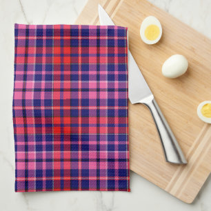 Navy Blau Rot Pink Kariert Tartan Design  Geschirrtuch
