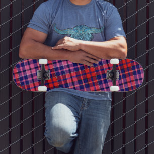Navy Blau Rot Pink Kariert Tartan Design Skateboard